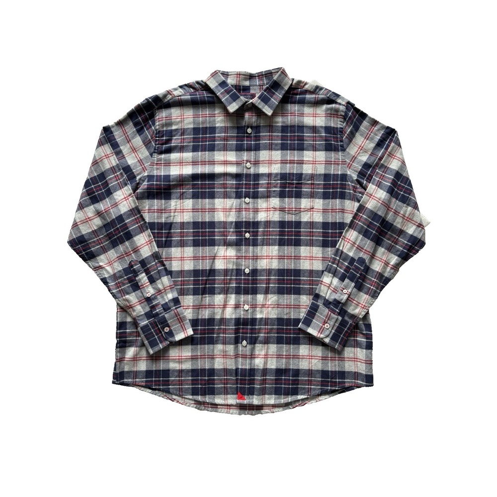 Untuckit Shirt Mens XXL Blue Long Sleeve‎ Button Tartan Plaid Cotton Flannel